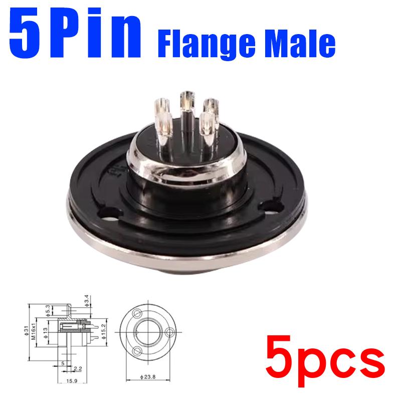 5pcs GX16 Flange Butting Type Aviation Plug Socket 2/3/4/5/6/7/8/9/10 Pin Male Female Fixing Circular Connectors