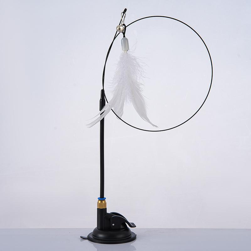 Cat Teaser Stick with Bell, Bite-Resistant Feather, Suction Cup, Self-Entertainment Toy