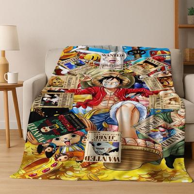 3D Japanese Anime One PIECE-E Cartoon Flannel Blanket Soft Warm Throw Blanket for Bed Bedroom Living Room Travel Picnic Gift