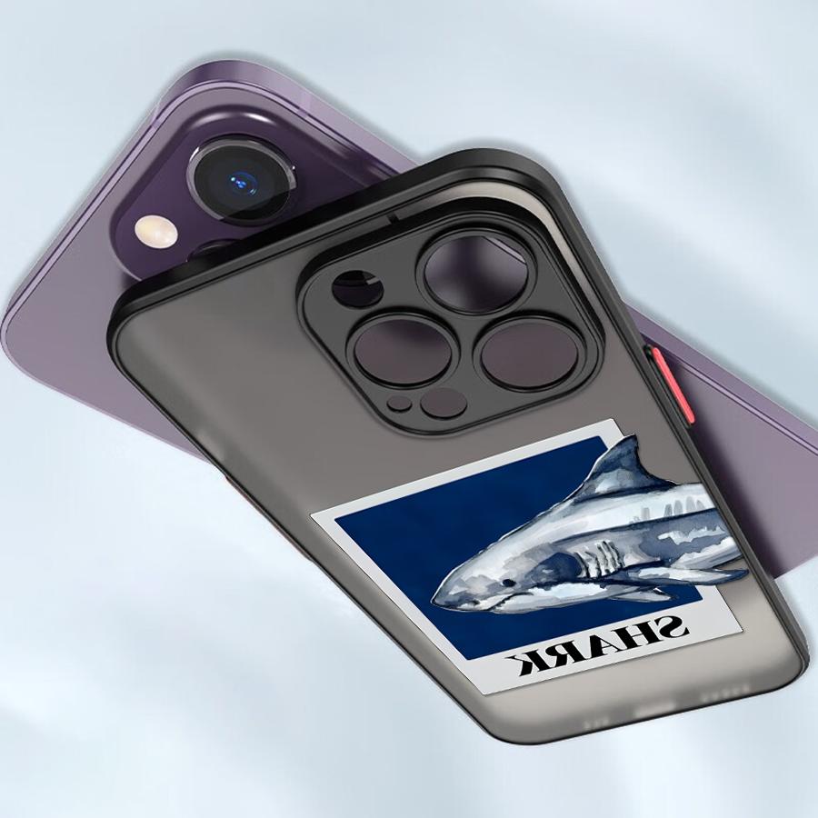 Cartoon Shark Funda Back Phone Cover Case for iPhone 17 Pro Max 14 16 Plus 7 8 SE 12 15 Air 11 13 Mini XS XR