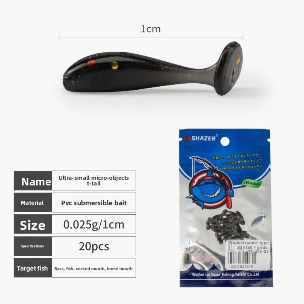 60pcs T Tail Fishing Soft Lures 1.0cm Floating Minnow Baits Minnow Lures  Fishing