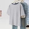 Women's Color Block Stripe Round Neck T-shirt