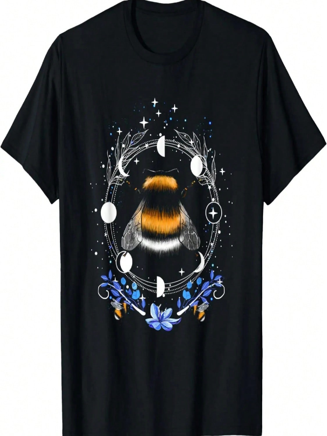Gothic With Moon Phases And Flowers T-Shirt S