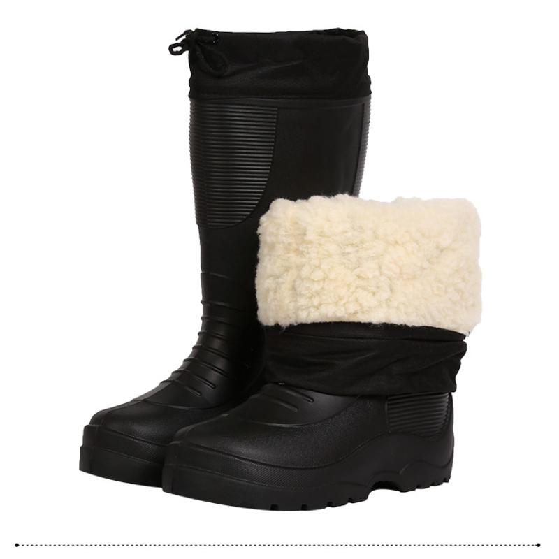 Waterproof Men's Rain Boots Cotton Lightweight Anti Slip Women's Boots EVA Thickened Plush Men Fishing Shoes Outdoor Snow Boots