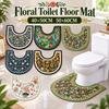Floral Pattern Toilet U-shaped Mat Absorbent Bath Mat Practical Bathroom Floor Rug  Household