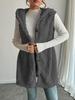 Popular Style Solid Color Plush Hooded Button Cardigan - Women's Autumn/Winter Casual Vest