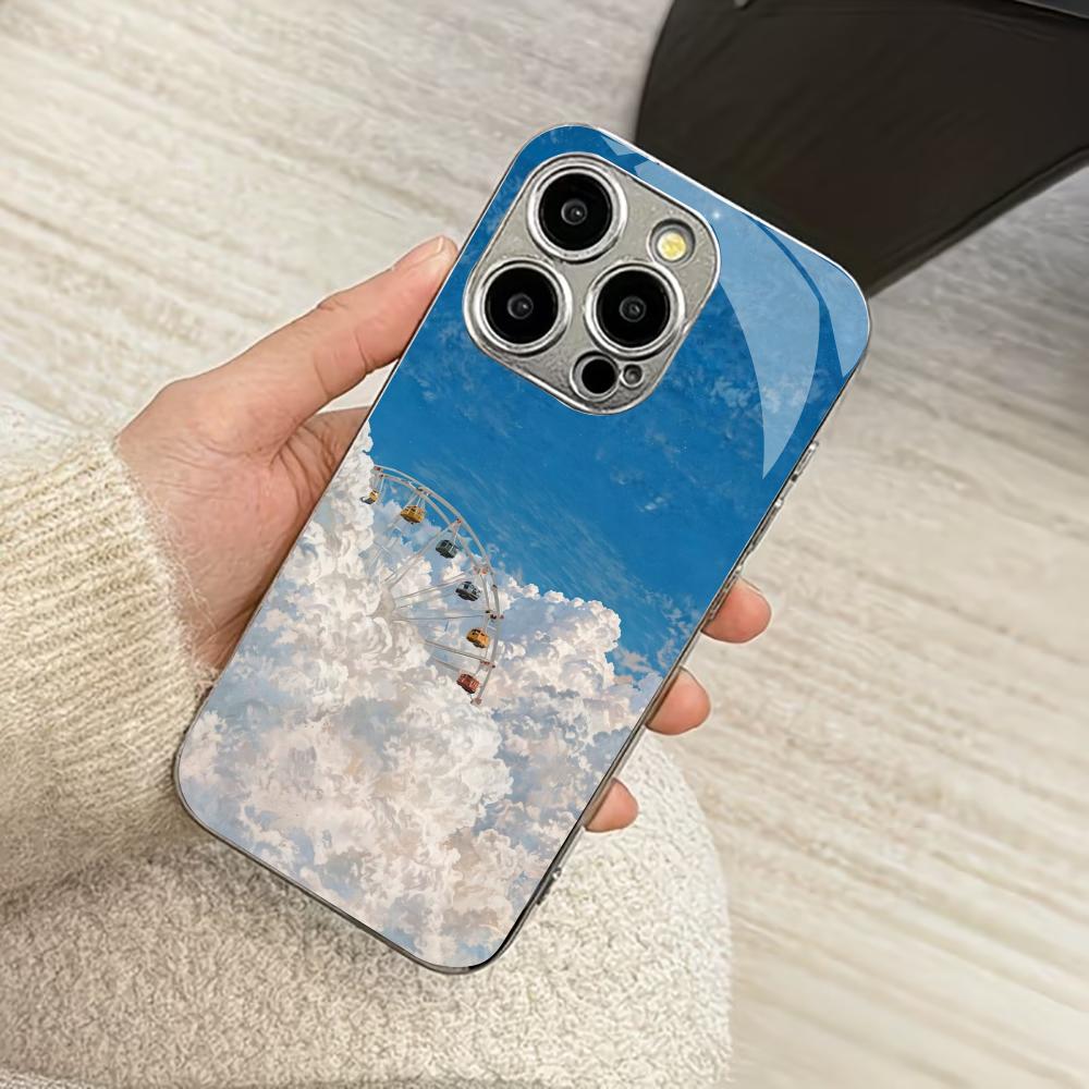 

Красочный гальванизированный стеклянный чехол для телефона iPhone 17 16 15 14 13 12 11 Pro Max Plus 16E 17Air iPhone 17