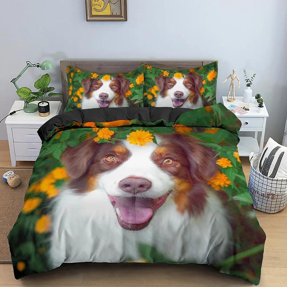 Animal Pet Duvet Cover Set Cute Dog Hugging Donut Bedding Set  For Kids 3D Dog Comforter Cover Soft Polyester Quilt Cover