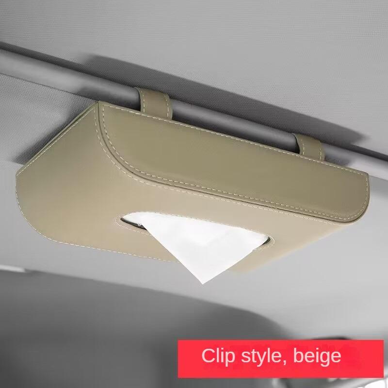 Car Tissue Box Multifunctional Creative Car Armrest Box Napkin Box PU Solid Color Hanging Car Tissue Holder Car Decoration