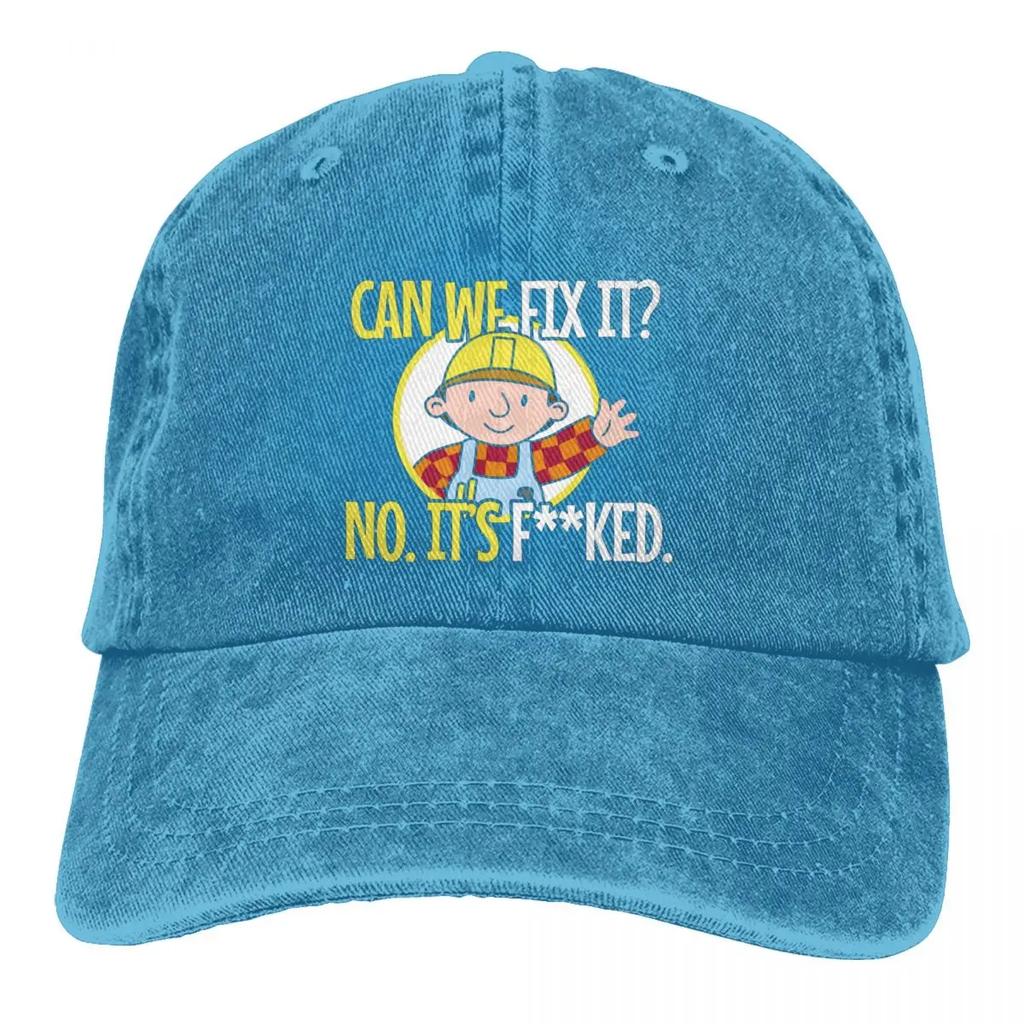 Vintage Bob The Builder Can We Fix It Baseball Caps Unisex Style Distressed Washed  Cap Funny Repair Man Hats Cap