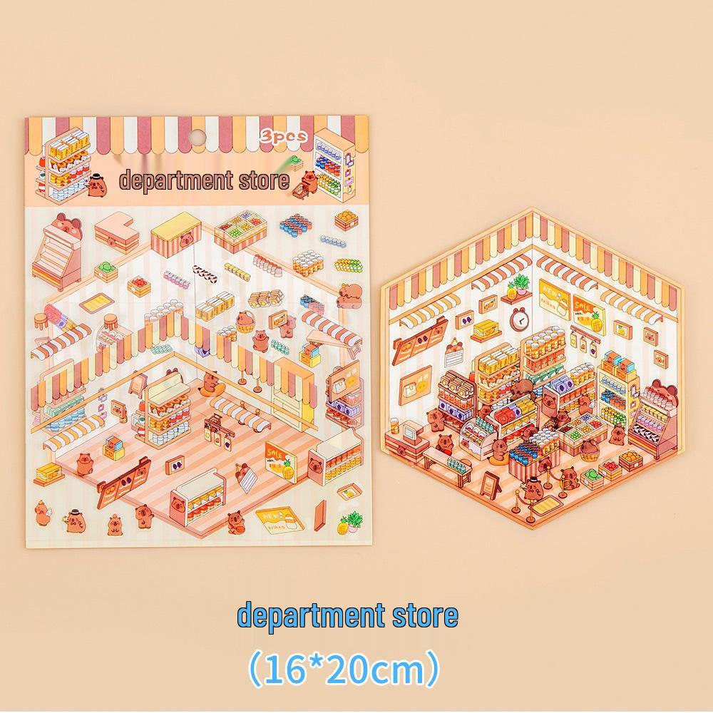 3D Stereo Miniature Diorama Stickers for DIY Journals