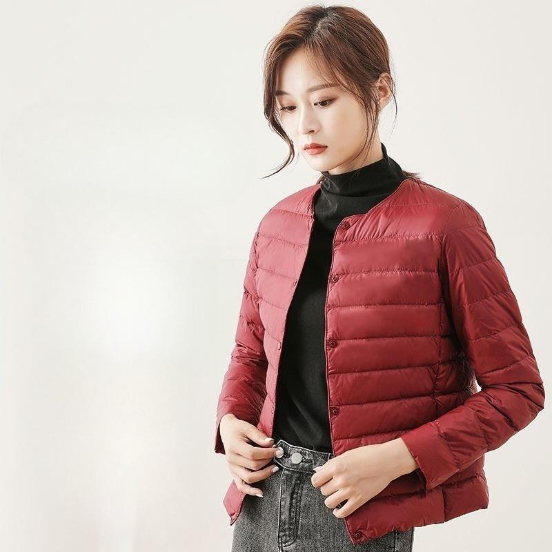 Women's V Neck Long Sleeve Lightweight 90% White Duck Down Jacket Inner Liner Coat