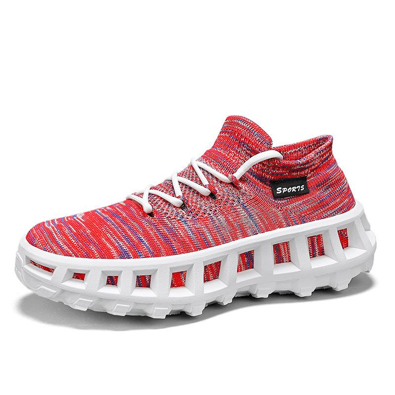 

Легкая плетеная спортивная мужская обувь летняя камуфляжная дышащая обувь-носки универсальная студенческая обувь мужская платформа уличная повседневная обувь мужская 44 красный