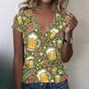 Women's Casual V Neck Short Sleeve T Shirt Oktoberfest Print Top Lightweight Comfortable Summer Tee