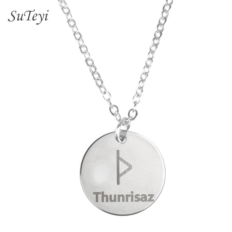 New Style 25 Style Rune Letters Viking Necklaces & Pendants Stainless Steel Material Statement Necklace Women Jewelry