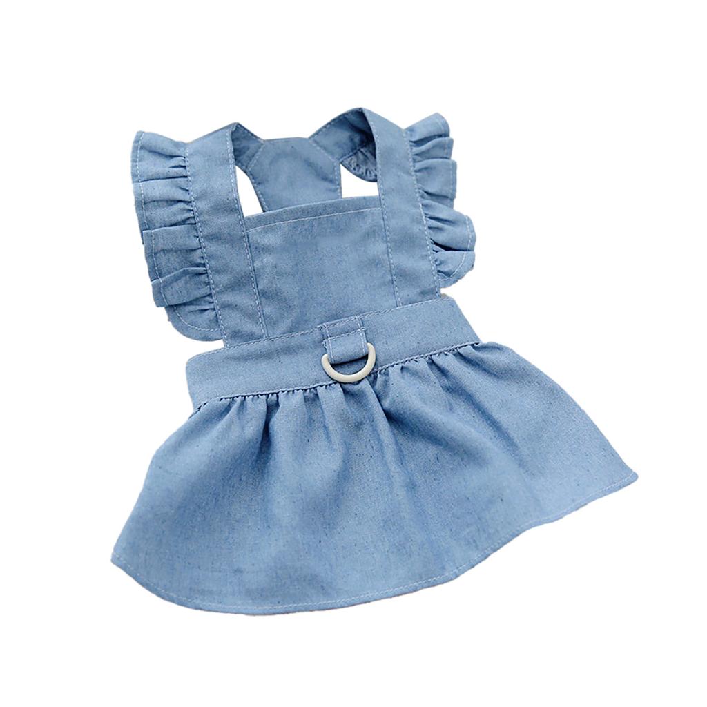 Pet Dress Cute Stylish Comfortable Side Zipper Dog Dress Costume for Spring Summer Light Blue XL