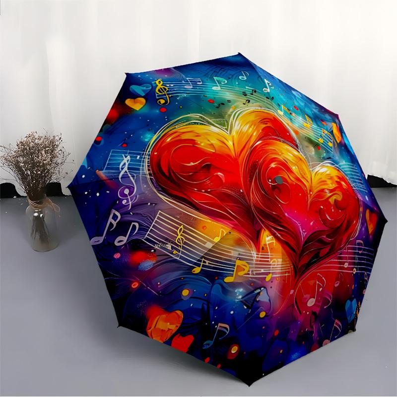 1pc Heartbeat Music Automatic Open/Close Umbrella with Windproof, 8-Rib Sturdy Canopy, Durable Ribs, Ideal for Gifts yy251117056