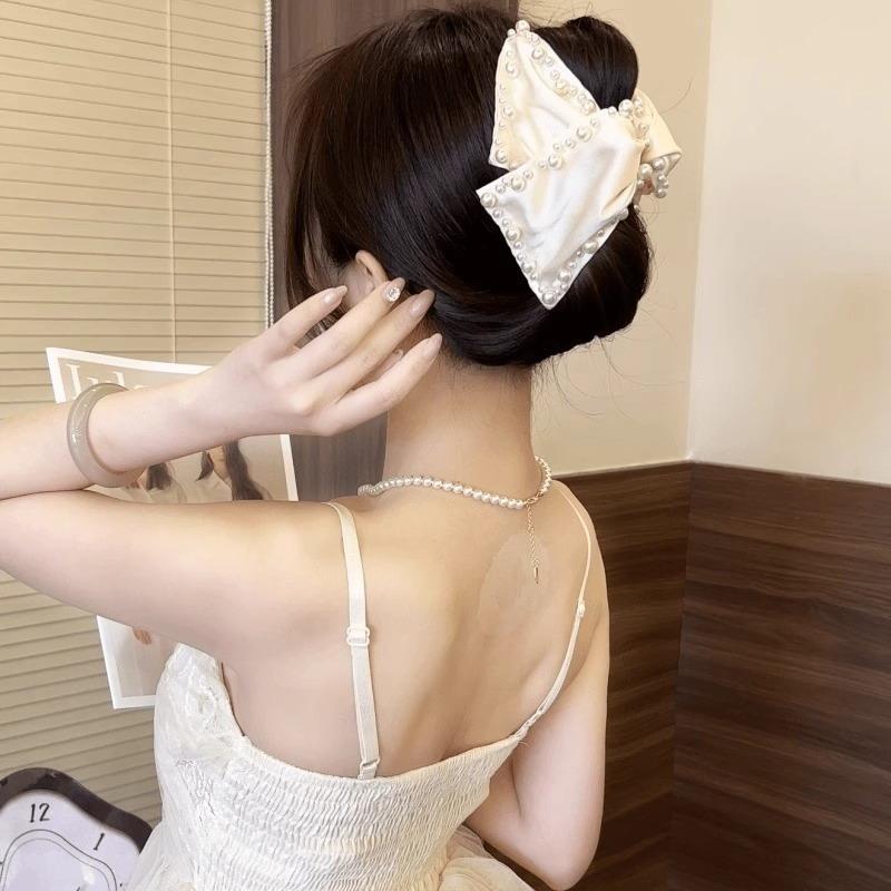Bow Hair Claw Clip Solid Color Black White Hair Shark Grab Clip Hair Style Tools Hair Accessories For Women Girl