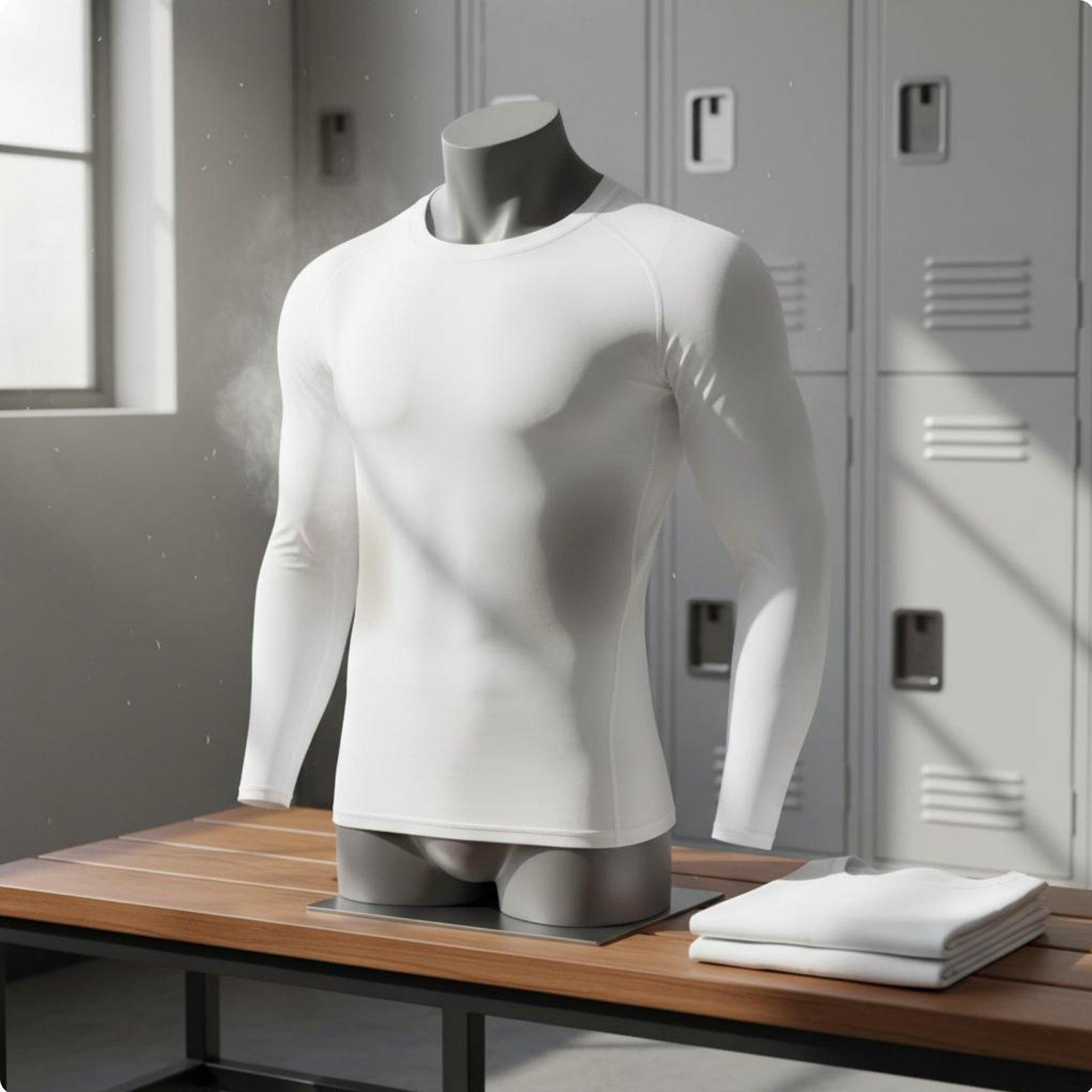 Men s Compression Shirt SweatWicking Tight Training Top High Athletic Base Layer for Athletes, White S