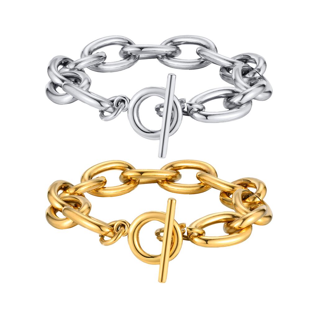 Gold Bracelet Stainless Steel Ot Buckle Thick Chain Large Chain Fashion Jewelry Ladies 803