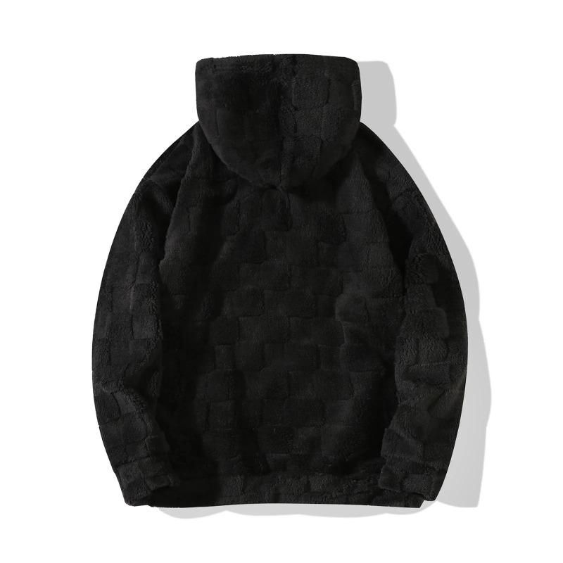 Men Hooded Sweater Fall and Winter New Foreign Trade Slim Round Neck Long Sleeved Square Plaid Casual Windbreaker Male Clothes