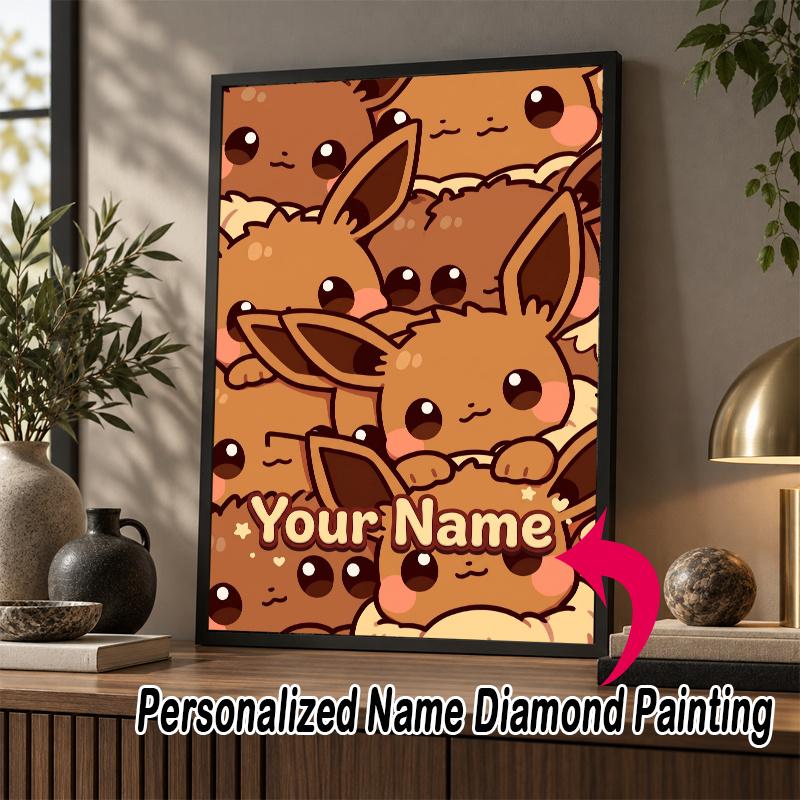 Personalized Eevee Diamond Art Custom Name 5D Diamond Painting Full Drill DIY Craft