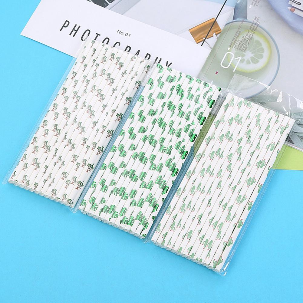 Cute Environmental Disposable Paper Straw Bar  Party Straw 25 Sticks(