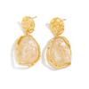 French fashion metallic, light luxury pearl square pleated earrings