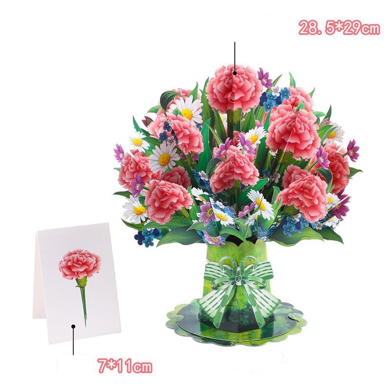 Carving Flower Mother'S Day Birthday Greeting Card Wishing Handmade 3D Pop Up Greeting Card Creative Paper Thank You Card