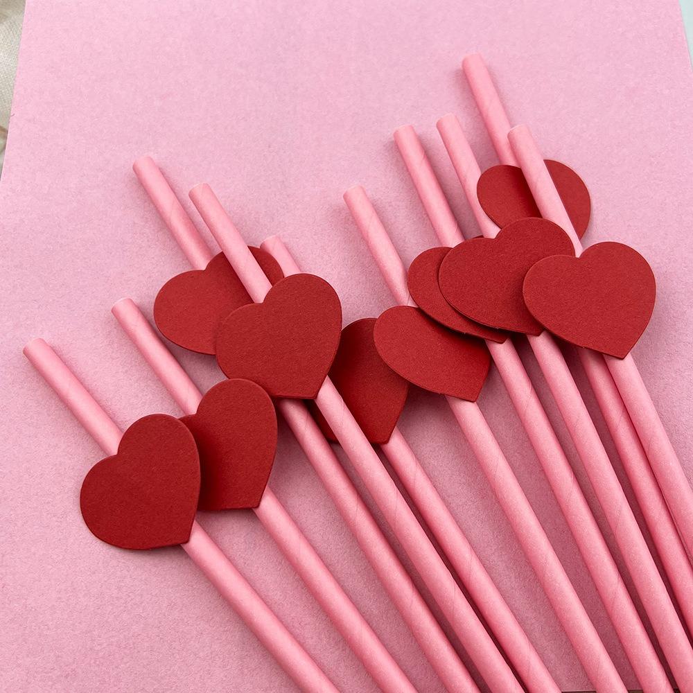 20Pcs Eco-friendly Daisy Flower Paper Straws Disposable Drinking Straw  Chinese Valentine's Day