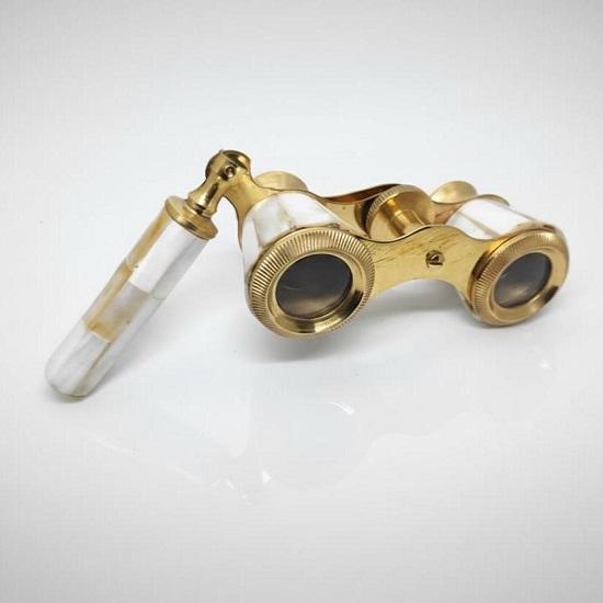 Brass Opera Glasses with Mother of Pearl Inlay