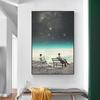 Vinatge Space Collage Night Sky Posters Canvas Painting Galaxy Moon Surrealism Wall Art Picture For Living Room Home Decoration