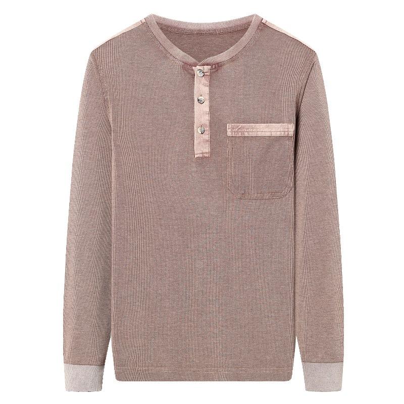New Men's T-shirt Men's Autumn Long-Sleeved Lapel Workwear round Neck Youth Loose Bottoming Shirt Autumn Clothes