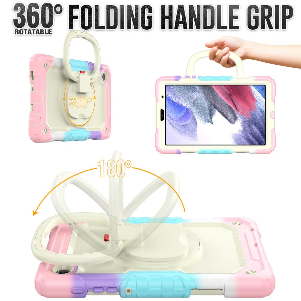 Rotating Stand Heavy Duty Case For Samsung Galaxy Tab A7 Lite 8.7 2021 SM-T220 SM-T225 SM-T225N SM-T227U With Handle Grip Cover