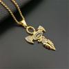Egyptian Ankh Cross Pendant Necklace For Women/Men Gold Color Stainless Steel Eye of Horus Necklace Iced Out Bling Egypt Jewelry