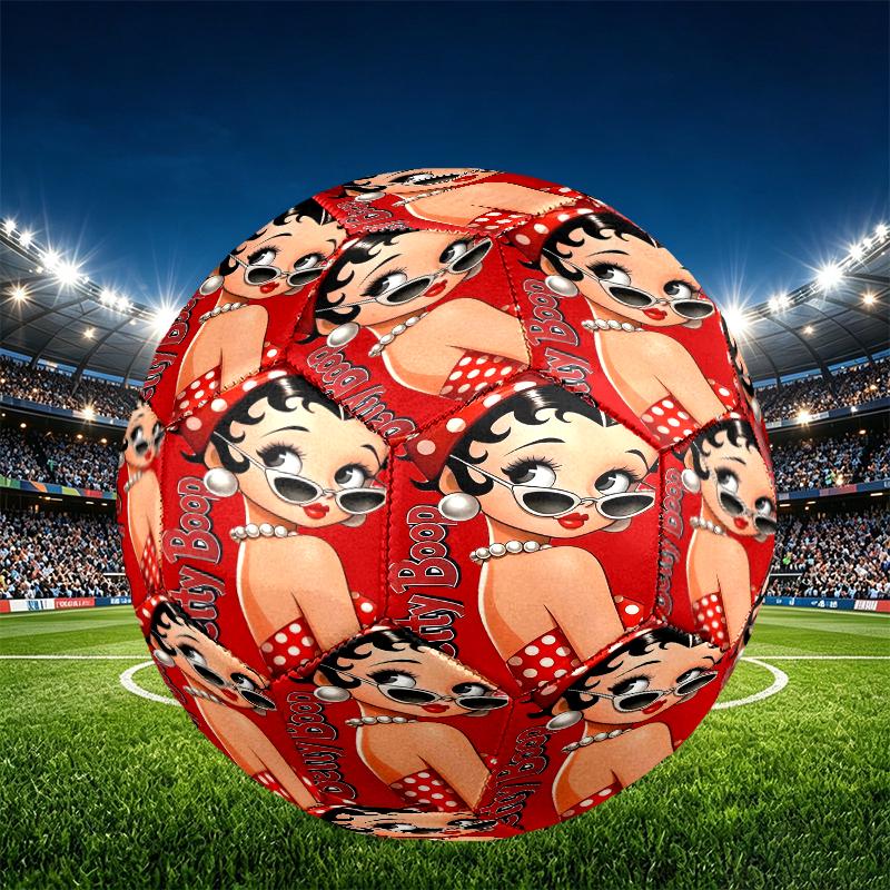 Betty Boop Print Size 5 Soccer Ball, PU Wear Resistant Football for Match Training and Daily Practice, Birthday Gift for Soccer Fans
