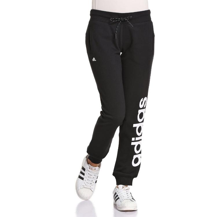 Adidas Vintage Logo Printed Knit Sports Pants Women Pants Black AJ4592