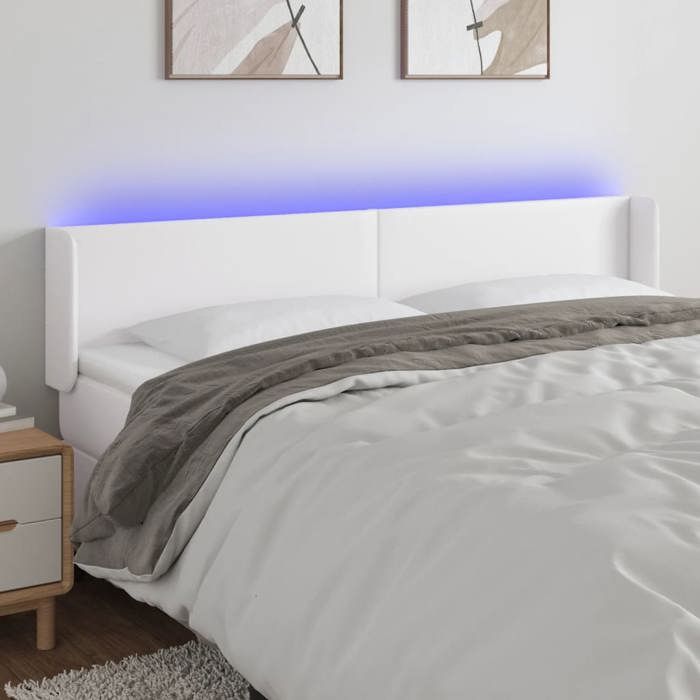 VidaXL LED Headboard Bedroom Furniture Double Bed Accessory Head of Bed Frame Interior White 3123065