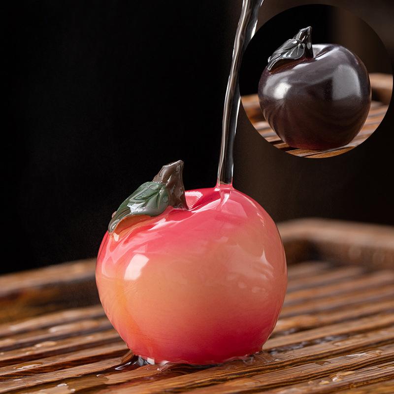 Creative Resin Color Changing Tea Pets Persimmon Ruyi Lychee Fruit Color Changing Tea Pets Home Desktop Decoration Ornaments