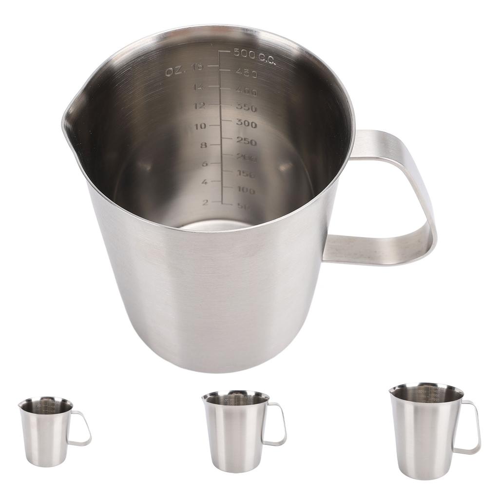 Measuring Cup with Markings Spout 304 Stainless Steel Easy to Clean Milk Frothing Pitcher for Coffee Kitchen