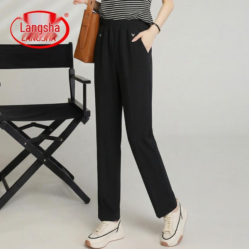 LangSha Women s High-Waist Straight Leg Cropped Pants XL