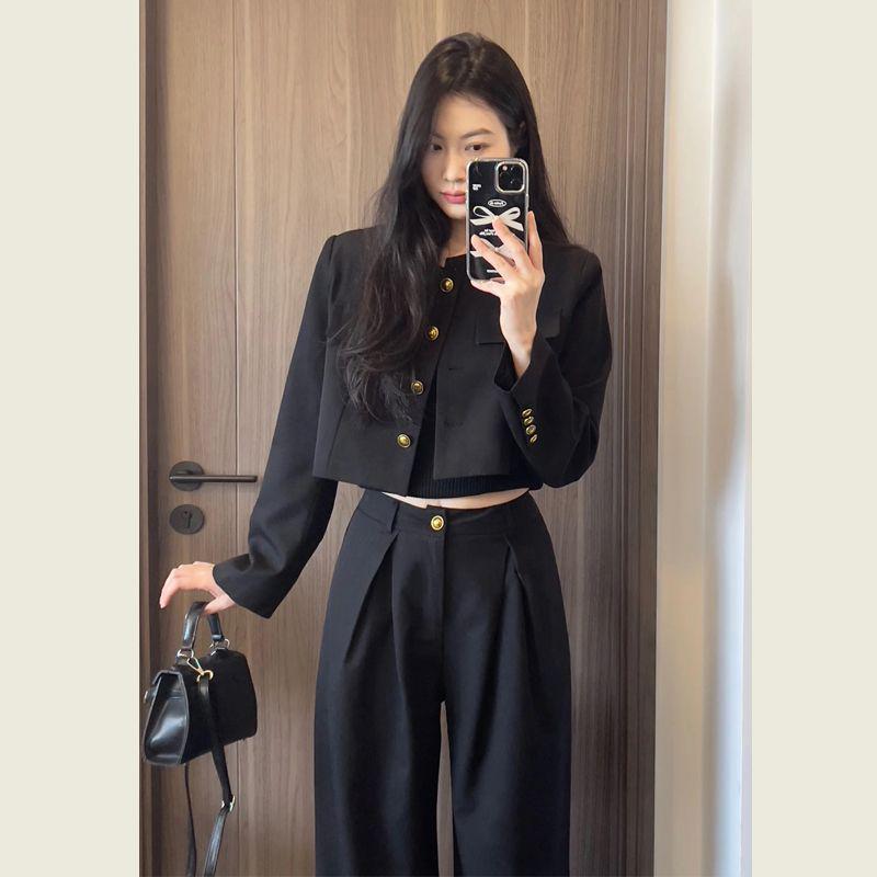 2026 Women's Spring/Autumn Fashion: Short Suit Jacket & High-Waisted Pants Set