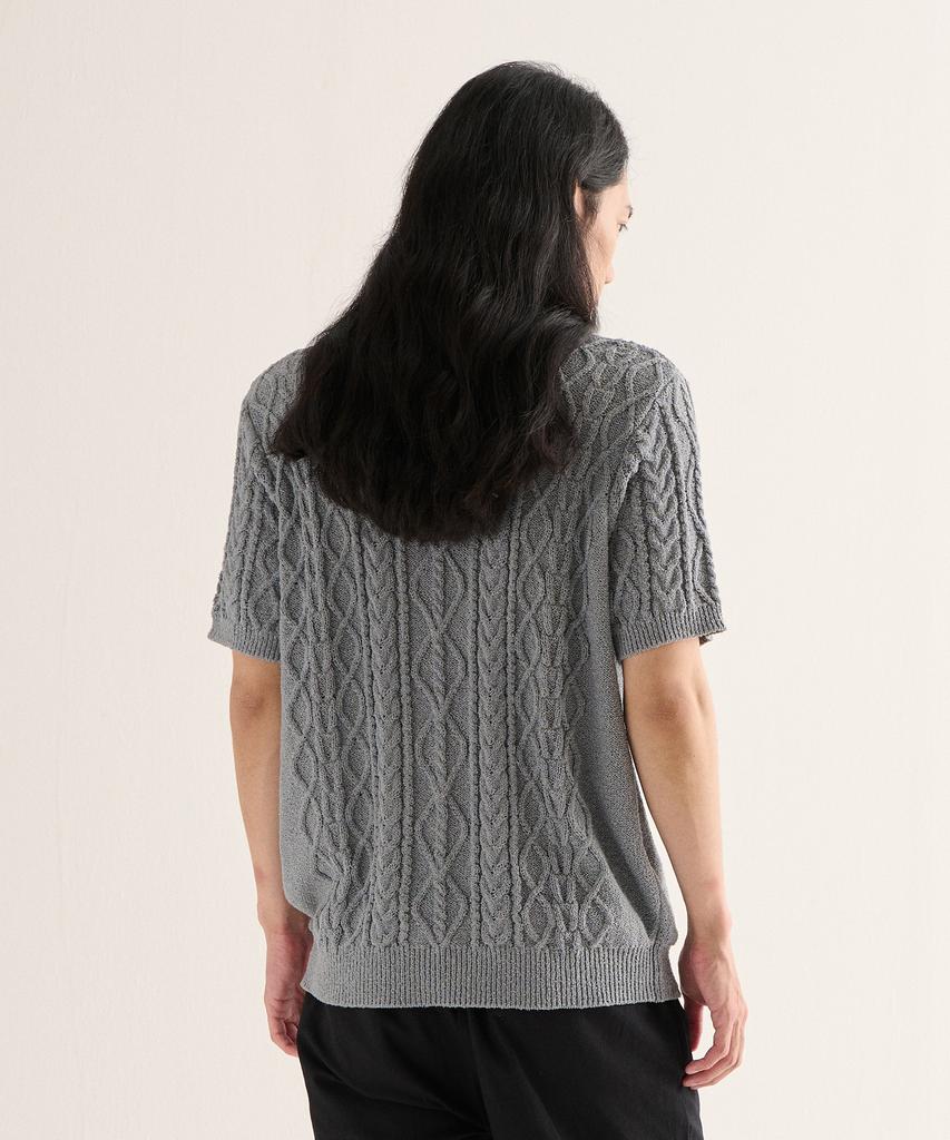 ANALOG MOOD Boucle Round Semi Short Sleeve Knit (Gray)