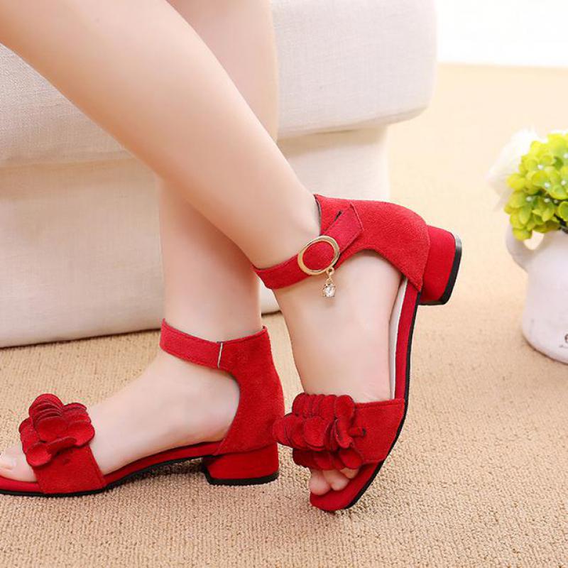 Letní Dětské Kožené Boty Dívčí Boty Svatební Dětské Princezna Květinové sandály Pro dívky Neformální Taneční boty Ploché sandály