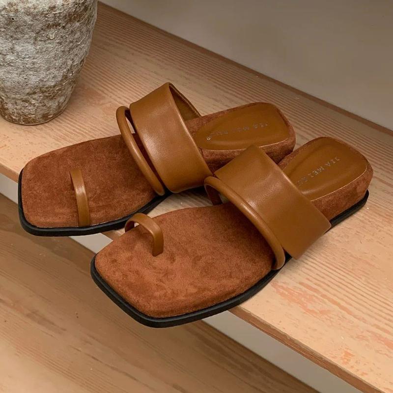 Fashion Clip Toe Women's Heeled Slippers Fad Mid Heels Shoes Summer New Sandals Pumps 2025 Trend Walking Wedges Flip Flops Dress Slides