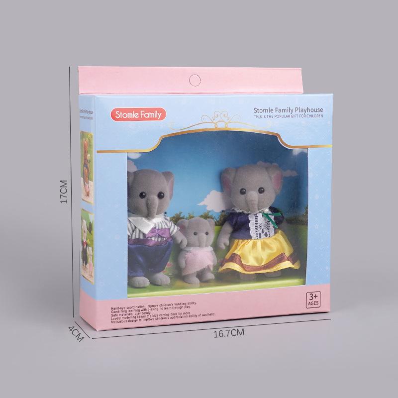 Cute Cartoon Simulation Animal Family Mini Rabbit Elephant Playing House Girl Toy Model Flocking Doll