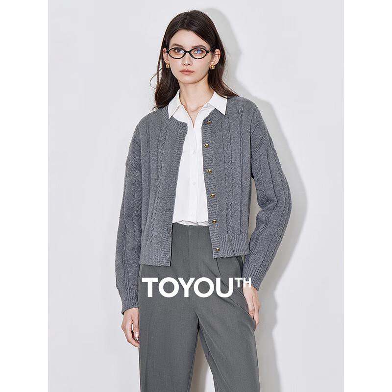 

Chuyu Women s 2025 Spring Retro Cable Knit Short Cardigan XL