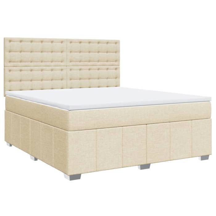 VidaXL Sommier à lattes de lit avec matelas Crème 180x200 cm Tissu, lit, lit à plate-forme, lit à panneaux, meuble de 3294066