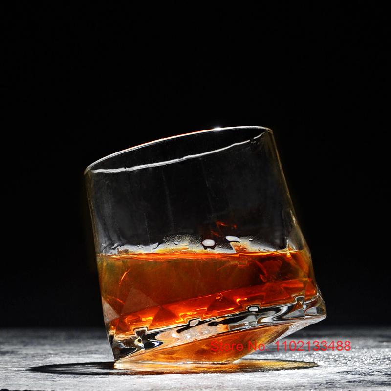 Famous Brand Ocean Top Whisky Tumbler Glass Diamond Prismatic Cut Thick Heavy Whiskey Rock Cup Beer Glasses Spinning Wineglass