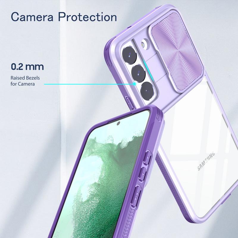 Nárazuvzdorný pancéřový průhledný kryt na telefon pro Samsung Galaxy S25 S24 S23 S22 Ultra Plus S21 S20 FE A54 Kryt s posuvným okénkem na ochranu fotoaparátu